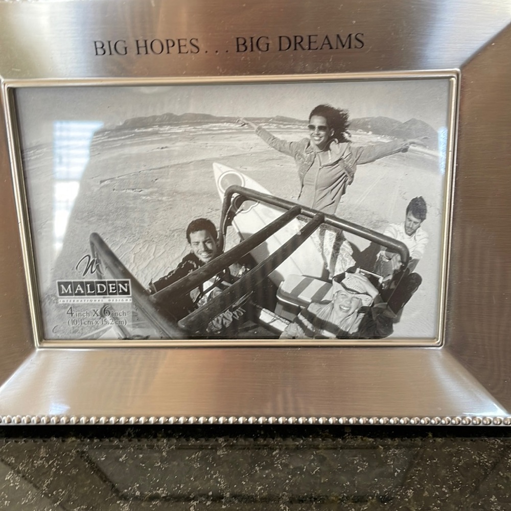 Malden frame, holds 4X6” photo, silver-tone 6X8” frame, great condition